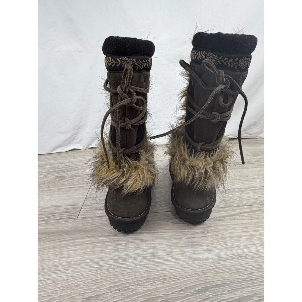 Sorel Sedna Brown Faux‎ Fur Thinsulate Winter Snow Boots Womens 7.5 NL1461-231